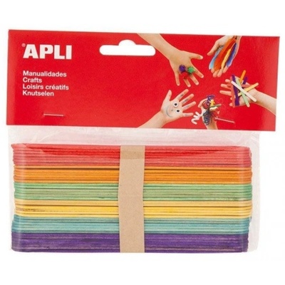 APLI - Дървени цветни плоски пръчици за декорация - 40 броя (A13269)