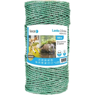 Lanko pro elektrický ohradník, průměr 2,5 mm, zelené, délka 100 m