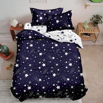 EmonaMall Двулицево спално бельо с ластик (размер за приста) EmonaMall, 4 части - Модел S14570 (S14570-66666h)