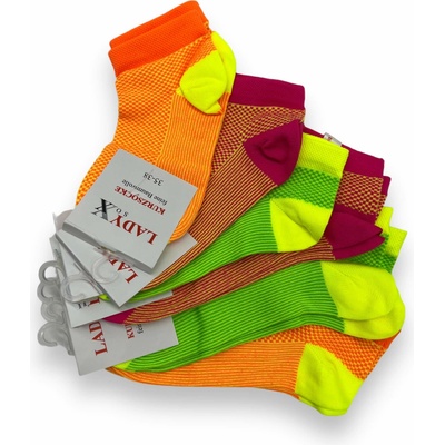 Dámske ponožky mix farby 6x párov 03 Ružová