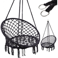 KIK Závesné kreslo so strapcami XL 80cm čierna