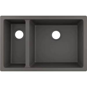 Hansgrohe S51 SilicaTec композитна мивка, сив камък, 71x45 см, 2 легена (43433290) Мивка за вграждане