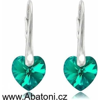 Swarovski Elements Heart krystal stříbrné visací modré srdce srdíčka 31012.4 Blue Zircon modrozelená tmavá tyrkysová