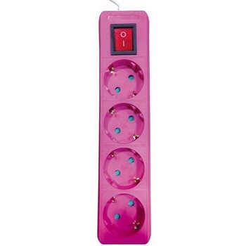 EUROLAMP РАЗКЛОНИТЕЛ С 4 ГНЕЗДА, КЛЮЧ И ДЕТСКА ЗАЩИТА, РОЗОВ, С КАБЕЛ