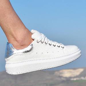 Tinti Shoes Дамски кецове Lora white silver