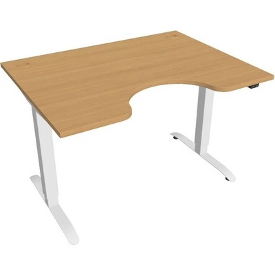 Hobis Office Pro psací stůl Motion MS ERGO 2 Šířka: 120 cm, Barva desky: buk, Barva kovu: bílá RAL 9016 Šířka 120-180 cm / 27 barevných variant