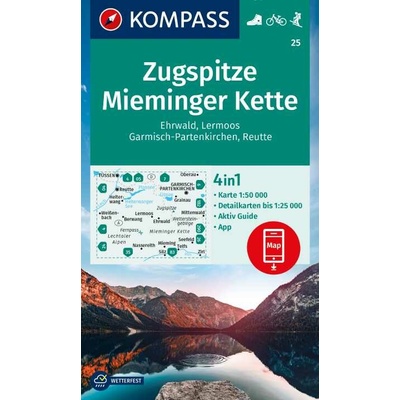 KOMPASS Wanderkarte 25 Zugspitze, Mieminger Kette, Ehrwald, Lermoos, Garmisch-Partenkirchen, Reutte 1:50.000