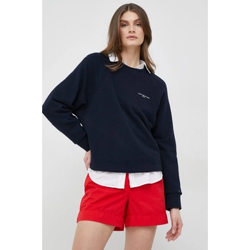 Tommy Hilfiger Памучен къс панталон Tommy Hilfiger в червено с изчистен дизайн с висока талия (WW0WW38729.PPYX)