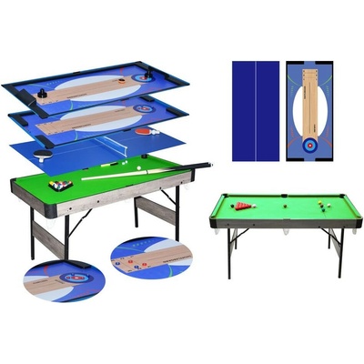 Multifunkčný herný stôl 6 v 1, biliard, snooker, air hokej, ping pong, curling, shuffleboard, 5 ft