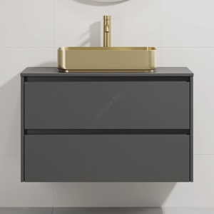 Bath Deluxe Шкаф за баня с умивалник TRONDHEIM/LJORDAL 90x57x46 см антрацит/месинг (SETBT0152F)