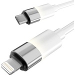 AVAX CB315 GLOWY 2 м 27W USB-C - Lightning бял кабел за бързо зареждане AVAX_CB315 (AVAX_CB315)