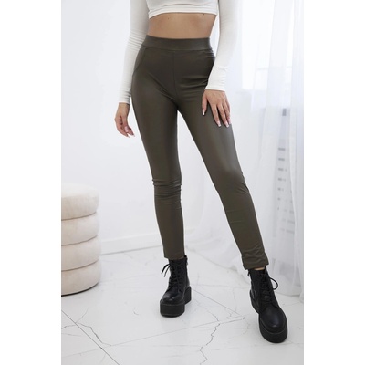 Legínovo Push-up legíny z eko kože khaki