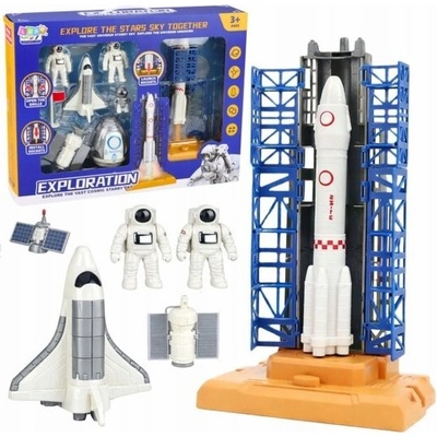 LeanToys Vesmírná sada Kosmonauti Startovací věž Raketoplán