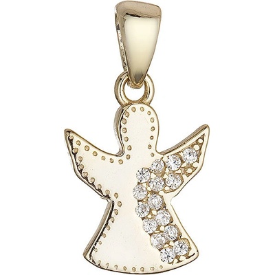 Evolution Group Stříbrný pozlacený přívěsek anděl se zirkony 14049.1