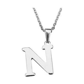Šperky4U Ocelový řetízek s přívěškem iniciála "N" OPD0090-N