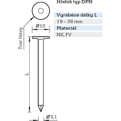 KMR-BEA Lepenkové hřebíky ve svitku úhel 16 st. typ DPN pro hřebíkovačku 3516 Varianta: DPN 3,1x32 GALV