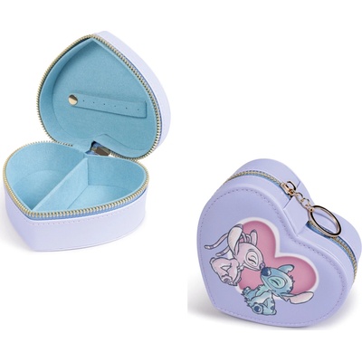 Disney Šperkovnica Stitch & Angel v tvare srdca, na zips, fialová 0198660023429