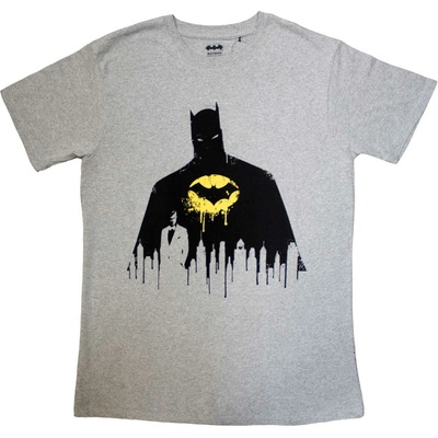 DC Comics tričko Batman Silhouette Drip šedé