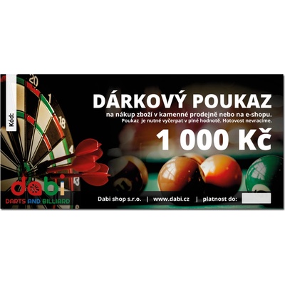 Dabi shop Dárkový poukaz v hodnotě 1000 Kč