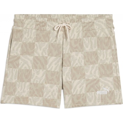 Puma dámské kraťasy Ess Graphic Mid-rise Aop Shorts 5" 68507387 béžová