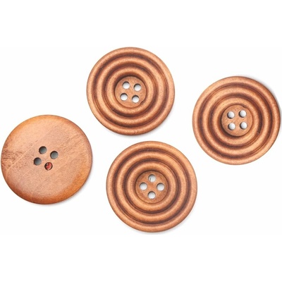 Dierkový drevený gombík - so zdobením kruhmi - svetlohnedé drevo - priemer 3,5 cm