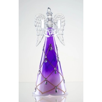 DT GLASS Anděl malovaný s miskou pro čajovou svíčku fialová
