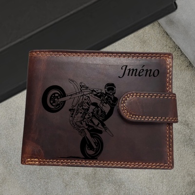 Pánská peněženka s motivem motorky Pravá kůže