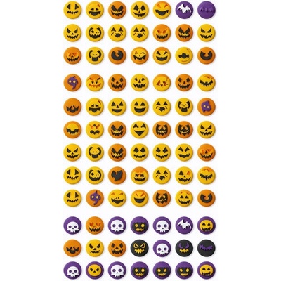 Sugar Stamp Pusinky předtištěné předlohy Halloween Předtištěný arch č.8 Halloween emoji 2, pr 1,2 cm