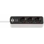 brennenstuhl Ecolor ext. socket 3. way white/black 1, 5m