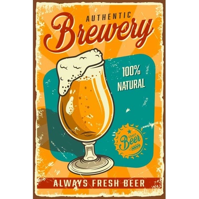 Plechová ceduľa Beer Brewery Authentic