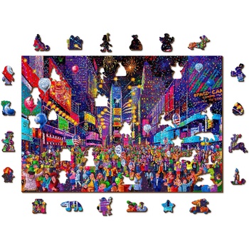 Image 1 of Wooden City - Puzzle Christmas Street, New Year 505 wooden - 500 piese