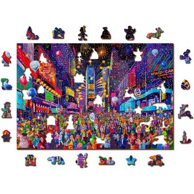 Wooden City - Puzzle Christmas Street, New Year 505 wooden - 500 piese