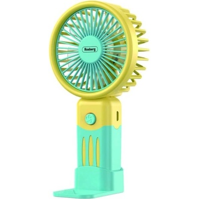 Rosberg Преносим ръчен вентилатор Rosberg R51760M, USB, 2W, 3 скорости, Бутон On/Off, Син/Жълт (5R51760MBY)