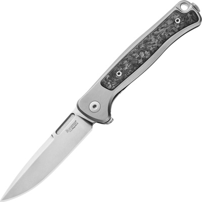 Lion Steel MMET Solid GREY Titanium, MagnaCut, STONE WASHED, CF inlay EM01 GY