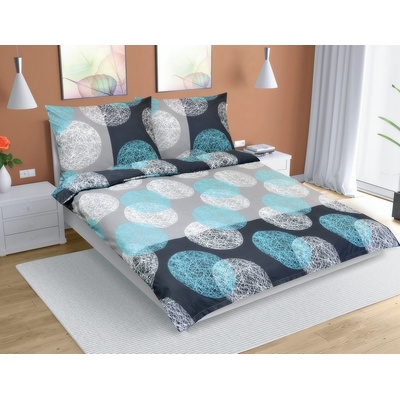 Bellatex obliečky bavlna Koule tyrkysová šedá 220x200 2x70x90
