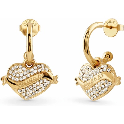 Guess Trblietavé pozlátené náušnice 2v1 Srdce JUBE05477JWYGT/U
