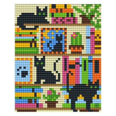 Bright Toys Мозайка с пиксели Bright Toys, 40x50 пиксела - Котка на всяка лавица (BT50006-Cats)