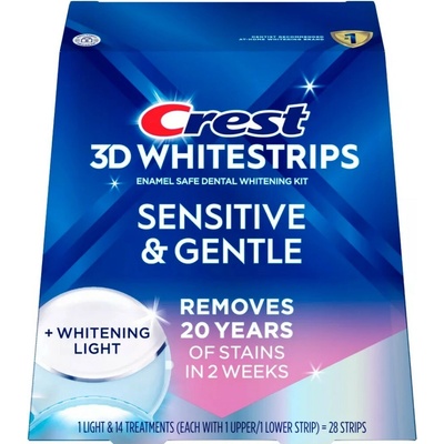 Procter & Gamble Bieliace pásiky Crest 3D Whitestrips SENSITIVE & GENTLE s bieliacou lampou 28 ks
