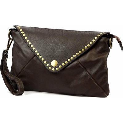 Dámska kožená crossbody kabelka tmavohnedá na rameno VS 050