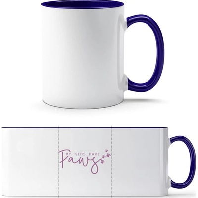 PrintEQ TTH Dvoubarevný Hrnek Design Moje děti mají tlapky Bílá Kobaltová Modř Standard Dárky 250 ml