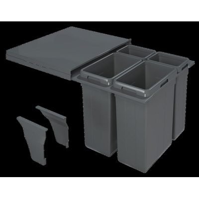 Wireli Odpadkový 4-kôš Elegancia, 2 x 27 + 2 x 9 l, K60-sivý plast