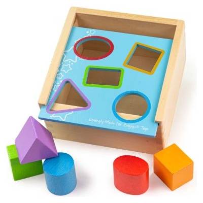 Bigjigs Toys - Дървен сортер с цветни геометрични фигурки (BB093)