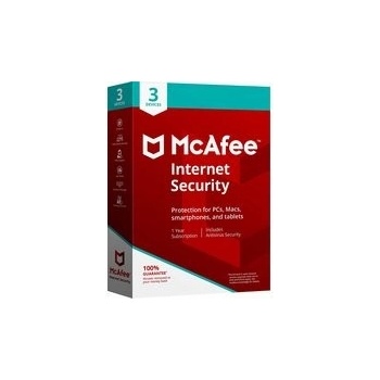 McAfee Internet Security 3 lic. Elektronická licence (MIS00QNR3RDD)