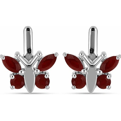 Nefertitis Náušnice stříbrné s broušenými rubíny 016641 RB NF49371