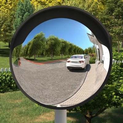 zahrada-XL Venkovní konvexní dopravní zrcadlo černé Ø 60 cm polykarbonát