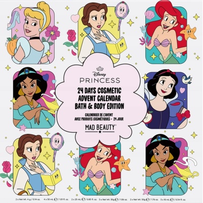DISNEY PRINCESS KALENDARZ ADWENTOWY 2025 24 KUSOV KOZMETIKY A DOPLNKOV PRINCEZNÁ