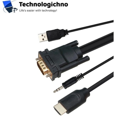 Кабел VCom VGA M/HDMI M + Audio 1.8m (CG493A-1.8)