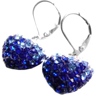 Steel Jewelry náušnice srdce s modrými krystalky z chirurgické oceli NS500419