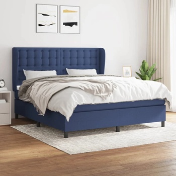 vidaXL Боксспринг легло с матрак, синьо, 180x200 см, плат (3128307)