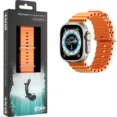 Next One Силиконова каишка за Apple Watch 42мм, 44мм, 45мм, 46мм, Ultra 49мм - Next One H2O Silicone Band (оранжев) (AW-4549-H2O-ORG)